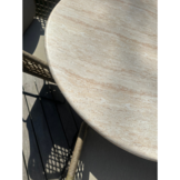 Joep/Tulum Sahara Dust dining tuinset | 4 personen | travertin + touw | 135cm rond