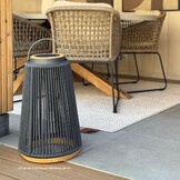 Rocca sfeerlamp tuin solar | aluminium + teakhout | antraciet | 37cm