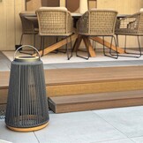 Rocca sfeerlamp tuin solar | aluminium + teakhout | antraciet | 37cm