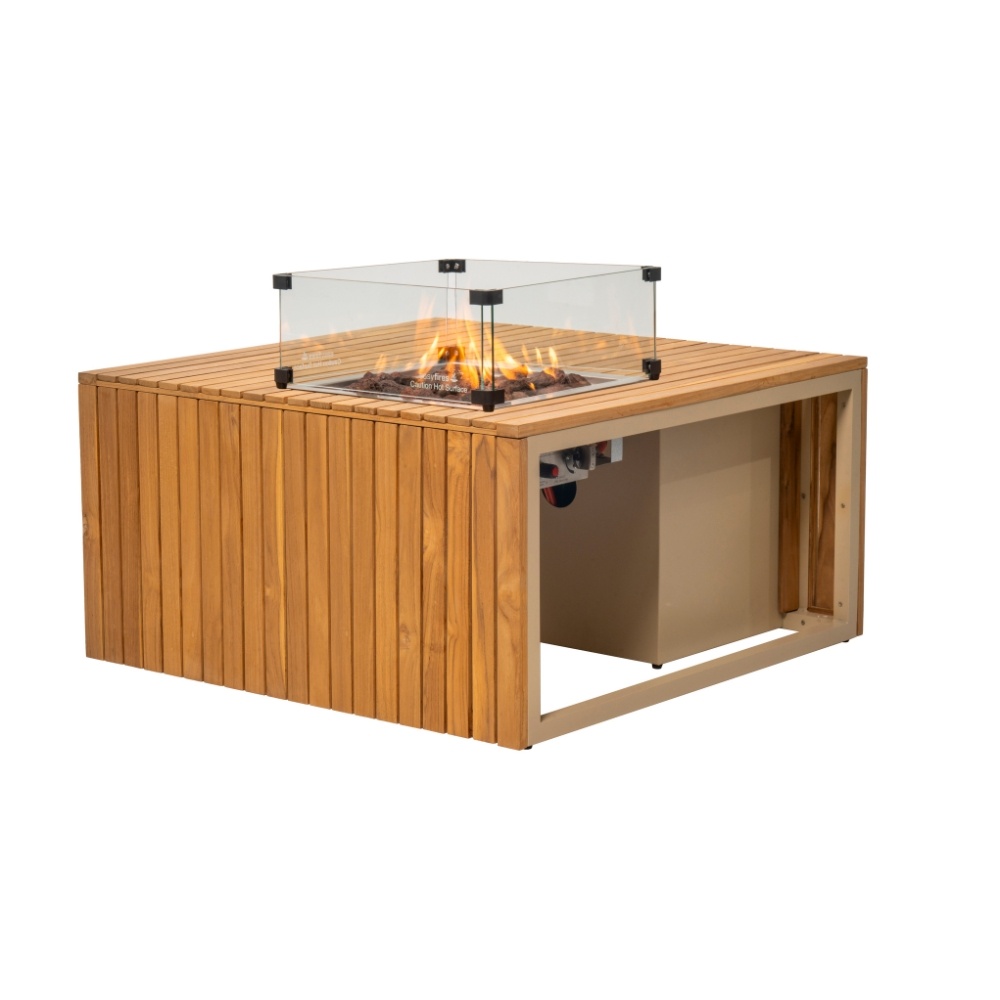 Mida vuurtafel vierkant | teakhout | zand | 95x95xm