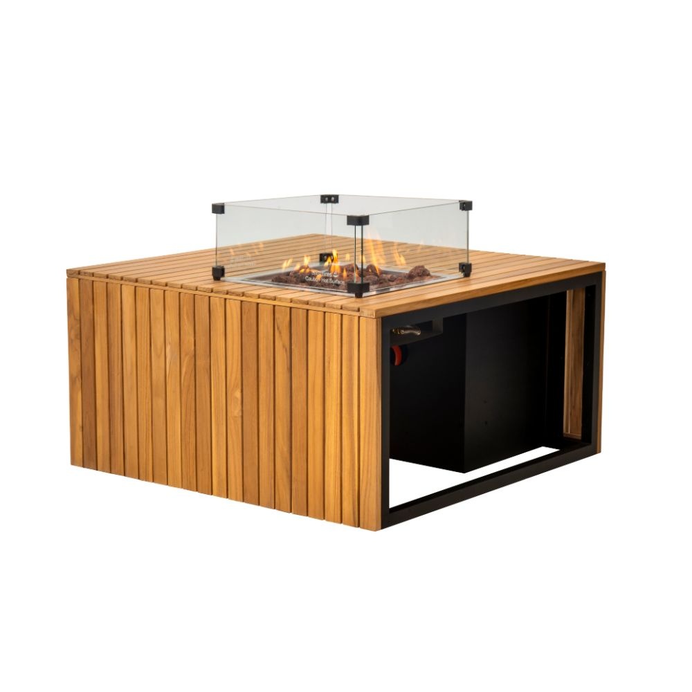 Mida vuurtafel vierkant | teakhout | zwart | 95x95xm