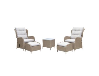 Glasgow lounge balkonset - verstelbaar 2 personen | wicker + aluminium | Royal Sand | 5-delig