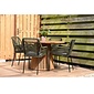 BUITEN living Palau/Seville olijfgroen dining tuinset | 4 personen | teakhout + aluminium | 120cm rond