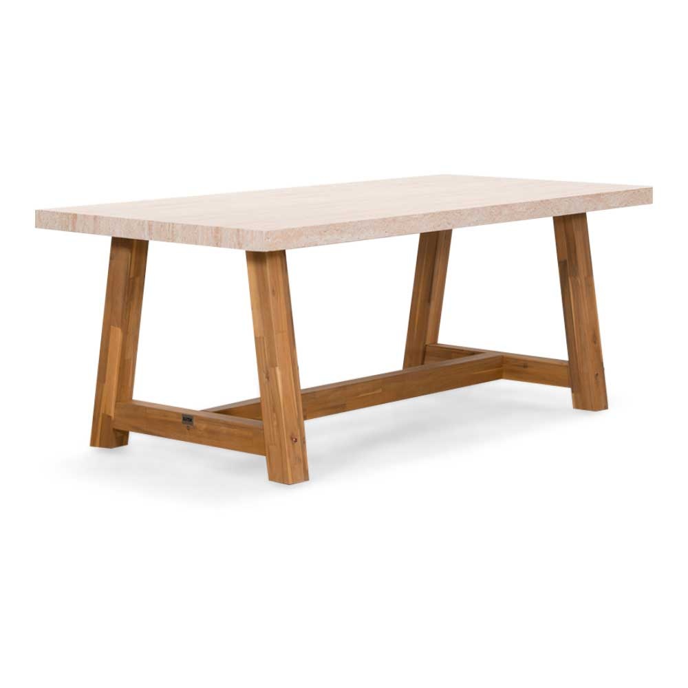 Veltis/Carlos taupe dining tuinset | 4 personen | travertin + wicker | 200cm