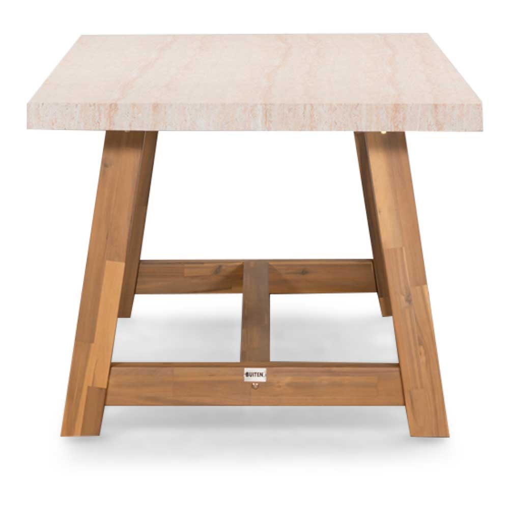 Velora/Dakota beige/antraciet dining tuinset | 4 personen | travertin + touw | 200cm