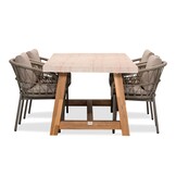 Velora/Dakota beige dining tuinset | 4 personen | travertin + touw | 200cm