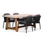 BUITEN living Velora/Rico charcoal dining tuinset | 4 personen | travertin + aluminium | 200cm