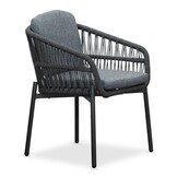 Velora/Rico charcoal dining tuinset | 4 personen | travertin + aluminium | 200cm