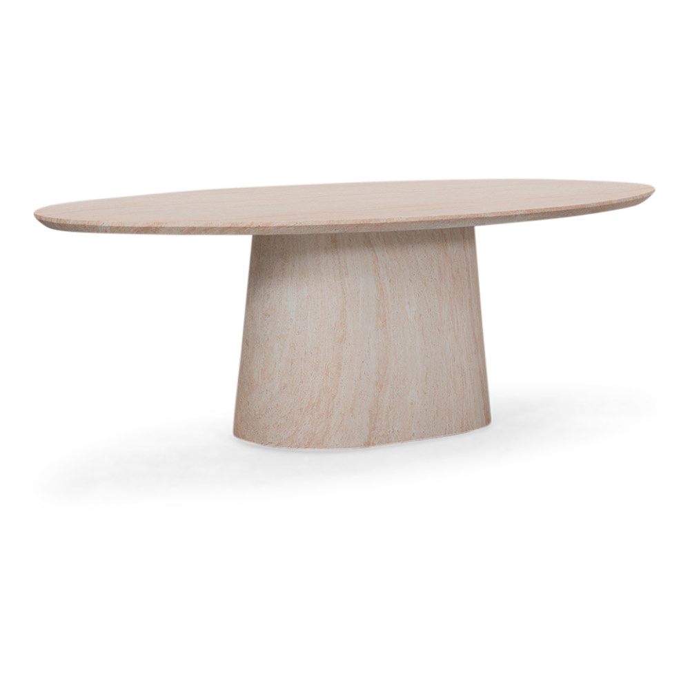 Max/Rico zand dining tuinset | 6 personen | travertin + aluminium | 240cm ovaal