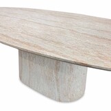 Max/Rico zand dining tuinset | 6 personen | travertin + aluminium | 240cm ovaal