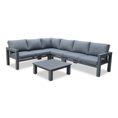 Toronto hoek loungeset met tussenmodule 6 personen | aluminium | antraciet | 5-delig - 296x220cm