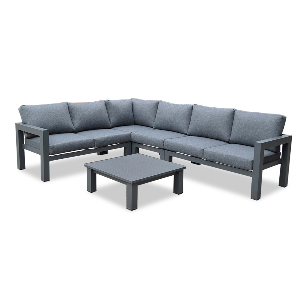 Toronto hoek loungeset met tussenmodule 6 personen | aluminium | antraciet | 5-delig - 296x220cm
