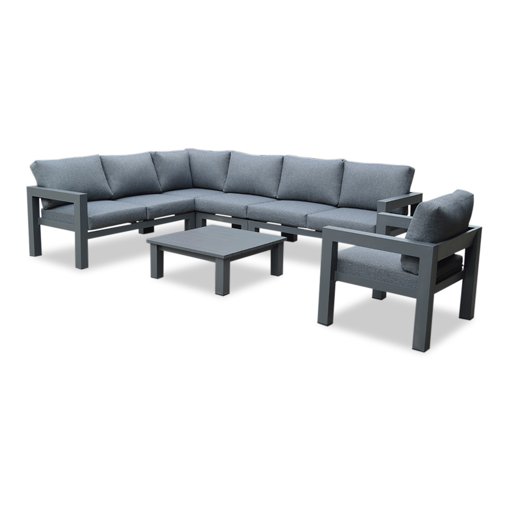 Toronto hoek loungeset met stoel & tussenmodule 8 personen | aluminium | antraciet | 5-delig - 296x220cm
