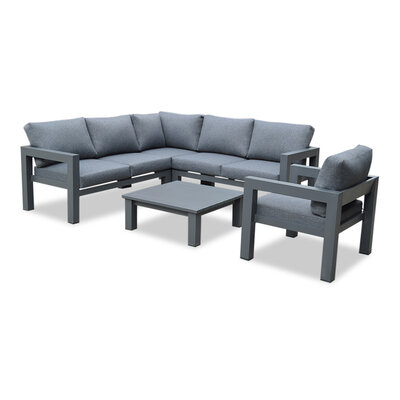 Toronto hoek loungeset met stoel 6 personen | aluminium | antraciet | 4-delig - 220x220cm