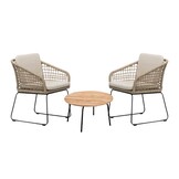 Tulum lounge balkonset 2 personen | touw + hardhout | Sahara Dust | 3-delig