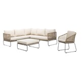 Tulum hoek loungeset met stoel 6 personen | rvs + touw | Sahara Dust | 5-delig - 211x211cm