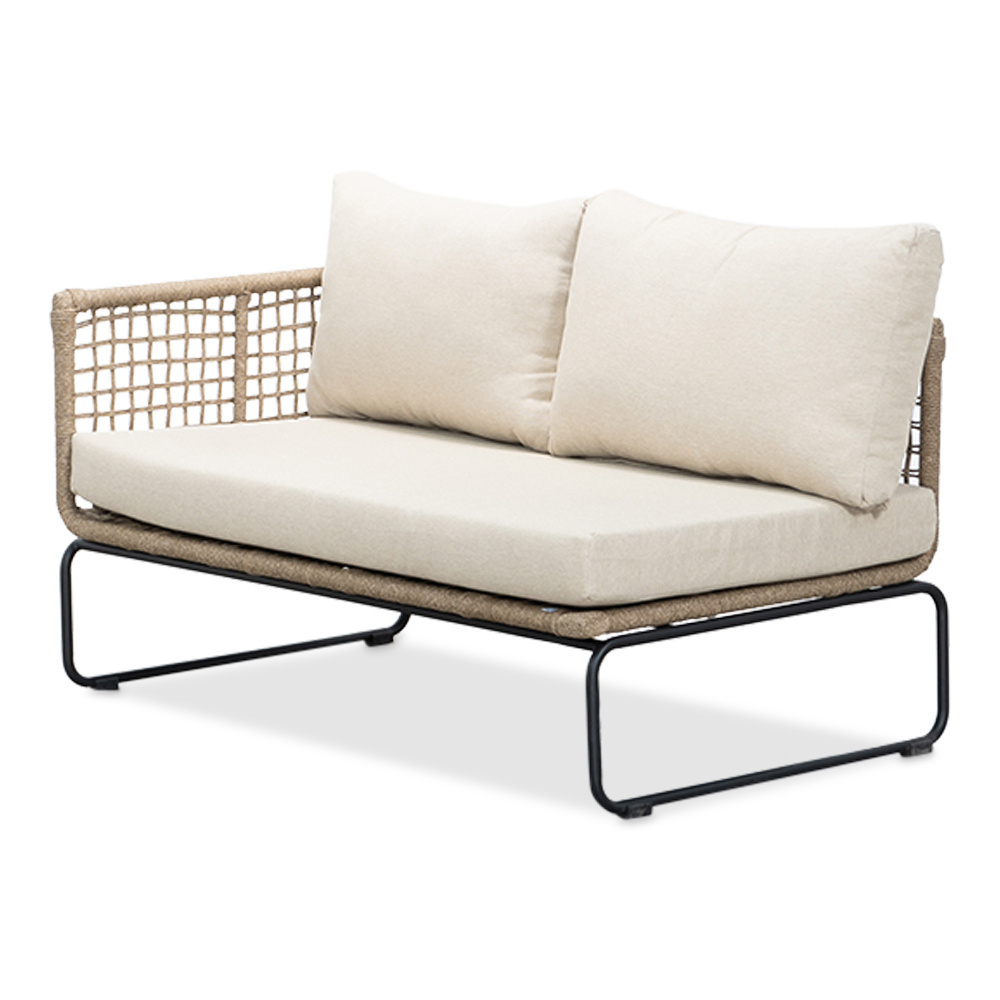 Tulum hoek loungeset met tussenmodule & stoel 7 personen | rvs + touw | Sahara Dust | 5-delig - 261x211cm