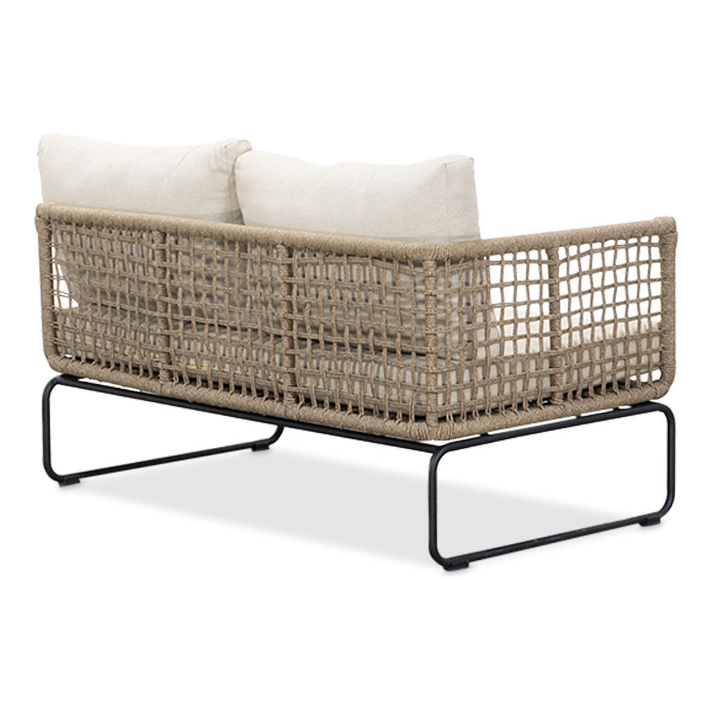 Tulum hoek loungeset met tussenmodule & stoel 7 personen | rvs + touw | Sahara Dust | 5-delig - 261x211cm