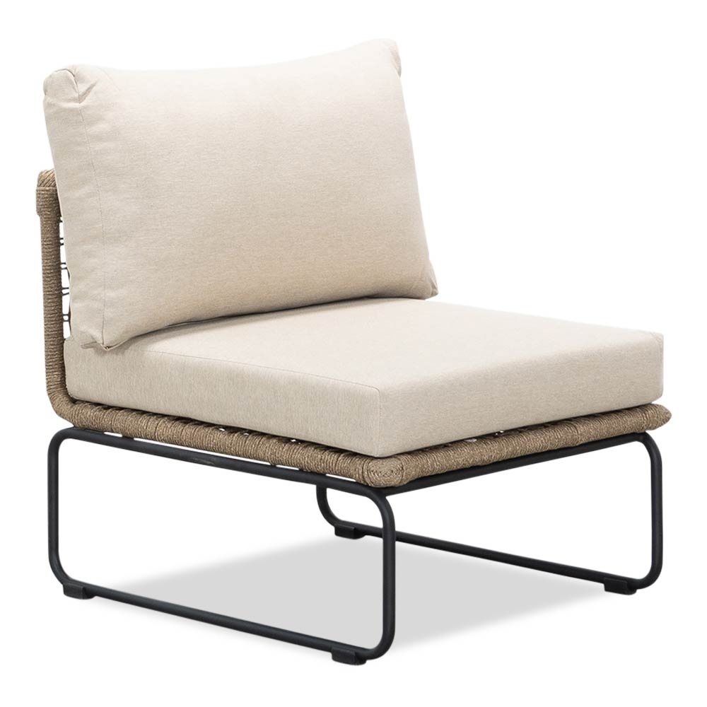 Tulum hoek loungeset met tussenmodule & stoel 7 personen | rvs + touw | Sahara Dust | 5-delig - 261x211cm