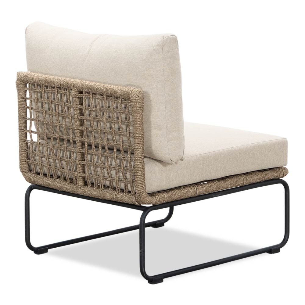 Tulum hoek loungeset met tussenmodule & stoel 7 personen | rvs + touw | Sahara Dust | 5-delig - 261x211cm