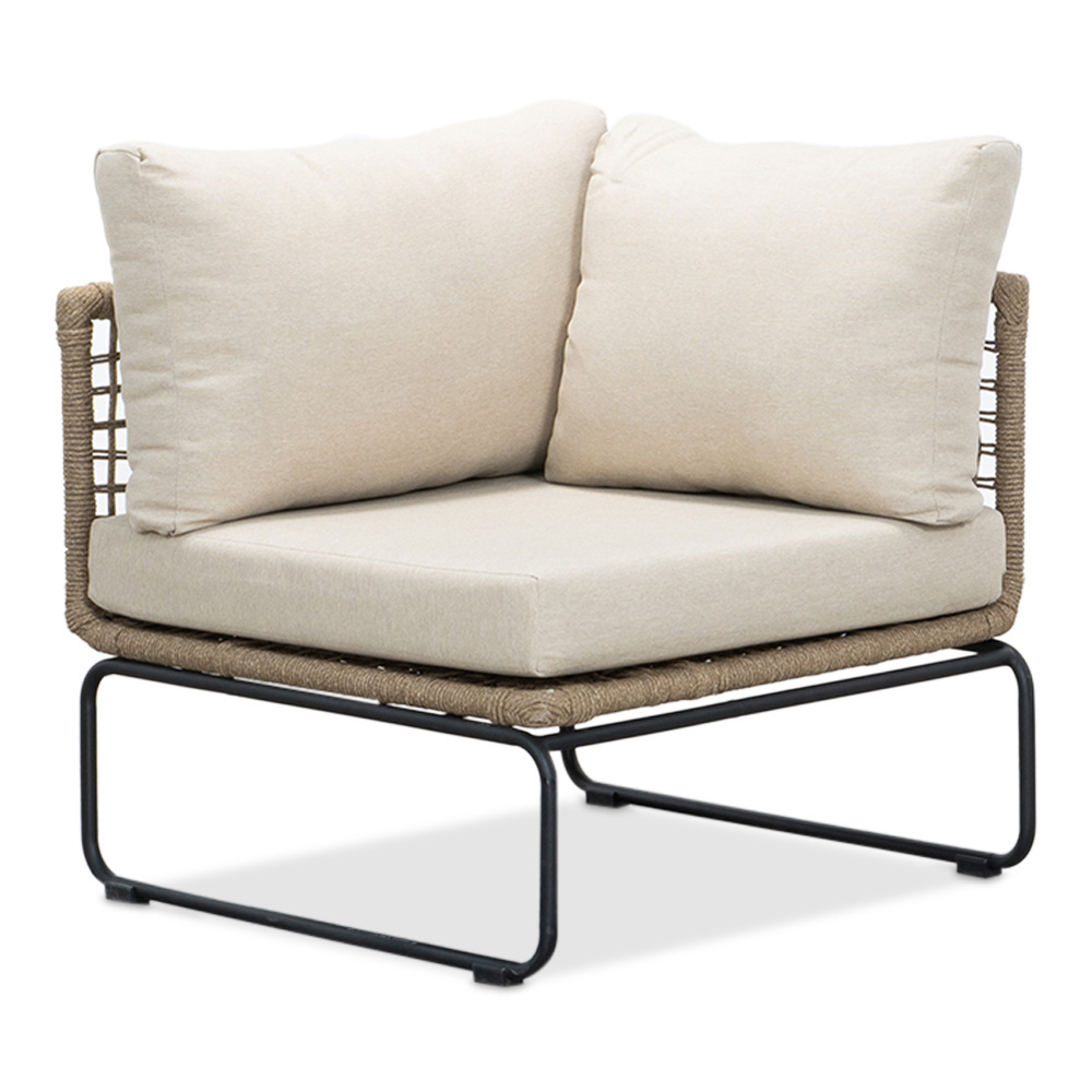 Tulum hoek loungeset met tussenmodule & stoel 7 personen | rvs + touw | Sahara Dust | 5-delig - 261x211cm