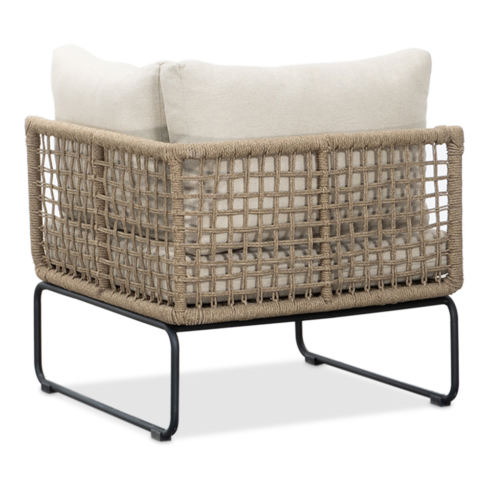 Tulum hoek loungeset met tussenmodule & stoel 7 personen | rvs + touw | Sahara Dust | 5-delig - 261x211cm