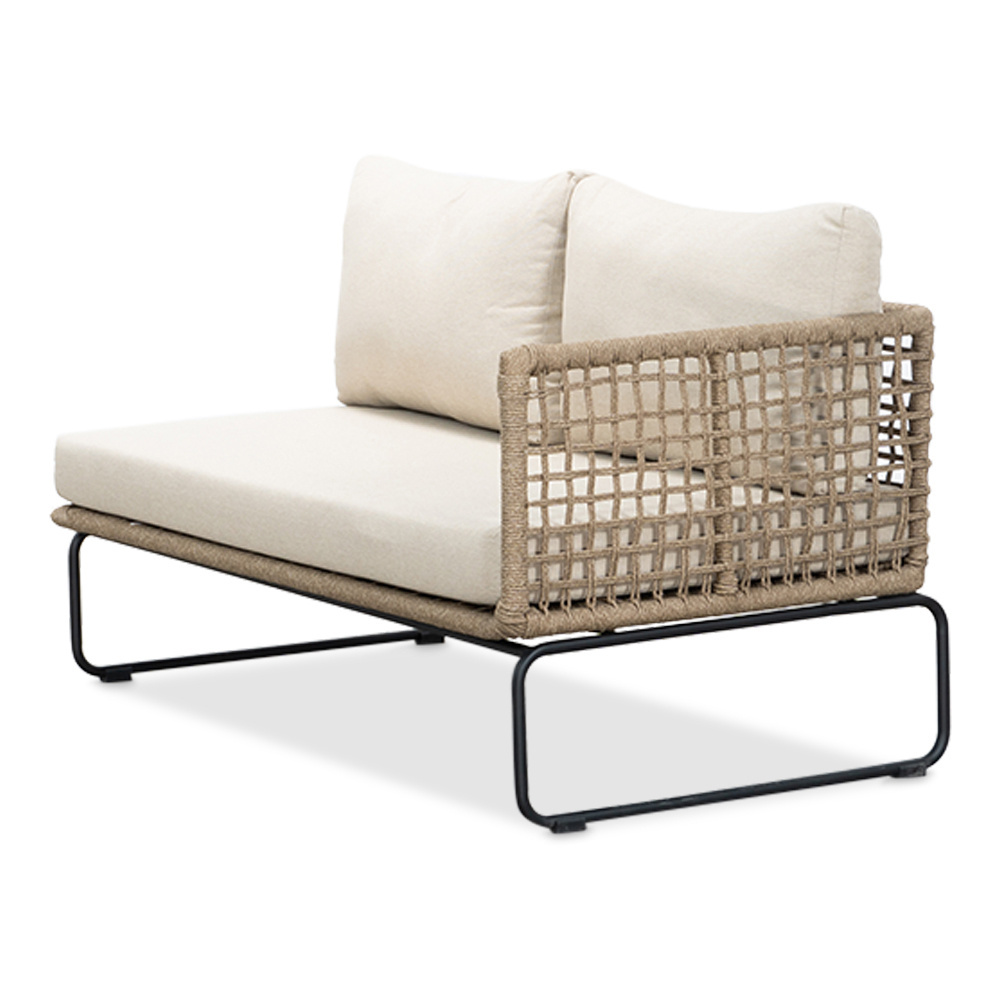 Tulum hoek loungeset met tussenmodule & stoel 7 personen | rvs + touw | Sahara Dust | 5-delig - 261x211cm