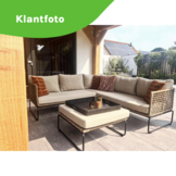 Tulum hoek loungeset met tussenmodule & stoel 7 personen | rvs + touw | Sahara Dust | 5-delig - 261x211cm