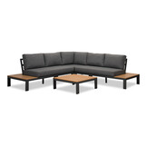 Barcelona hoek loungeset 5 personen | aluminium + polywood | antraciet/Light Teaklook | 4-delig - 270x270cm