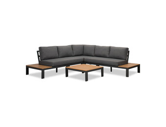 Barcelona hoek loungeset 5 personen | aluminium + polywood | antraciet/Light Teaklook | 4-delig - 270x270cm