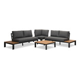 Barcelona hoek loungeset 5 personen | aluminium + polywood | antraciet/Light Teaklook | 4-delig - 270x270cm