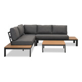 Barcelona hoek loungeset 5 personen | aluminium + polywood | antraciet/Light Teaklook | 4-delig - 270x270cm