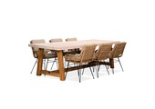 Velora/Carlos taupe dining tuinset | 6 personen | travertin + wicker | 250cm