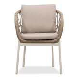 Velora/Dakota beige/wit dining tuinset | 6 personen | travertin + touw | 250cm