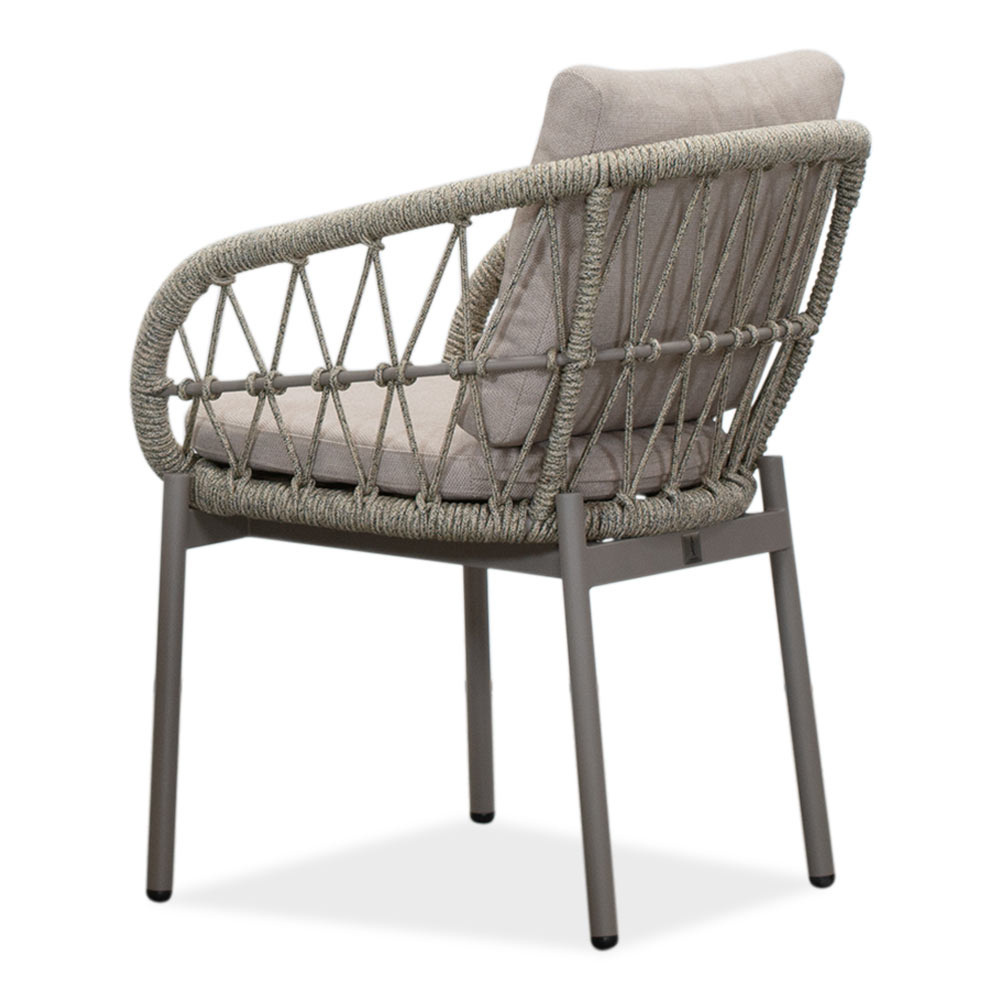 Velora/Dakota beige dining tuinset | 6 personen | travertin + touw | 250cm