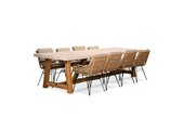 Velora/Carlos taupe dining tuinset | 8 personen | travertin + wicker | 300cm