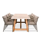 Velora/Dakota beige dining tuinset | 8 personen | travertin + touw | 300cm