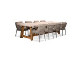 Velora/Dakota beige dining tuinset | 8 personen | travertin + touw | 300cm
