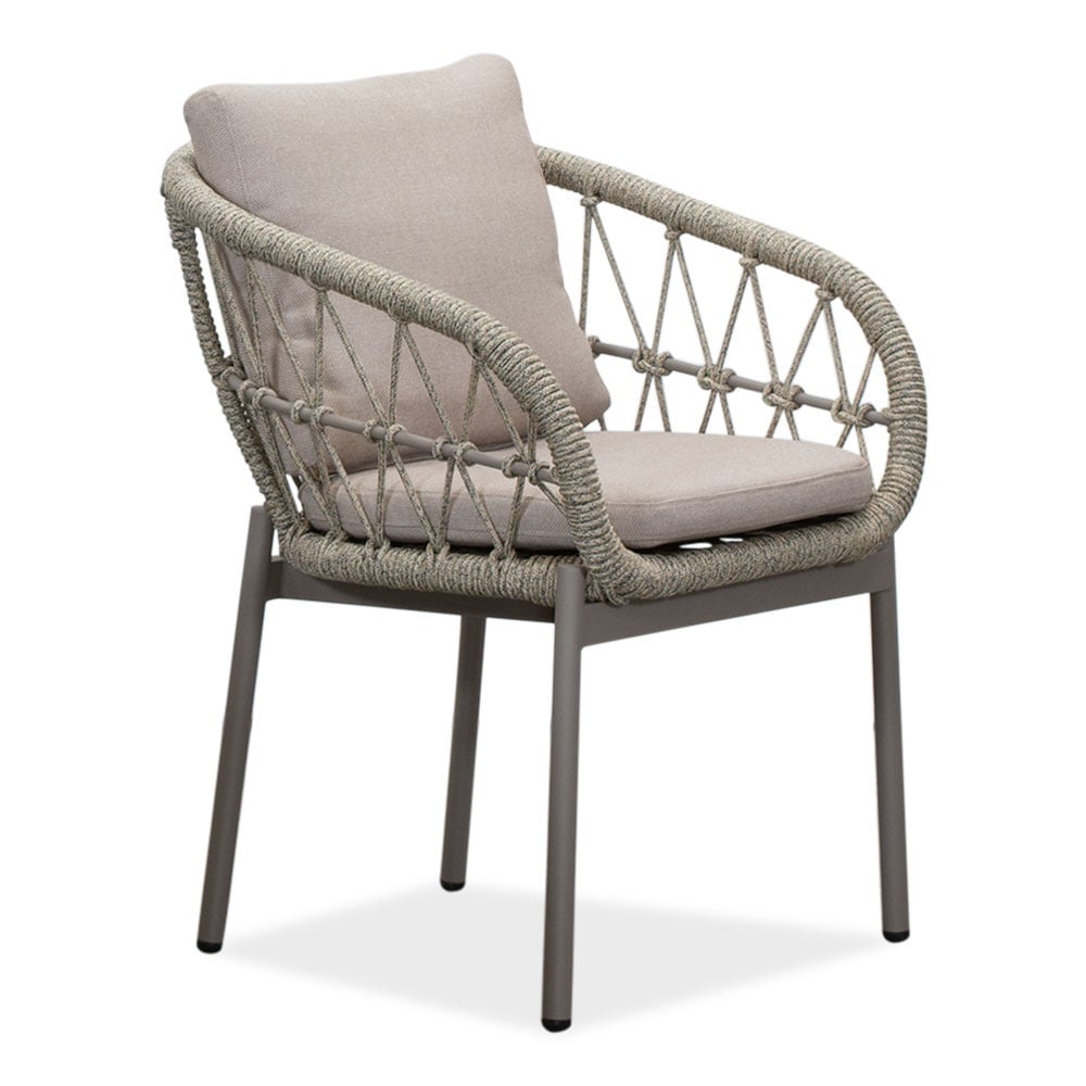 Veltis/Dakota beige dining tuinset 9-delig | travertin + touw | 300cm