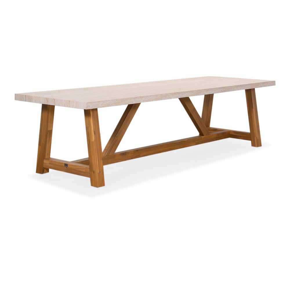 Veltis/Dakota beige dining tuinset 9-delig | travertin + touw | 300cm