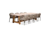Velora/Rico zand dining tuinset | 8 personen | travertin + aluminium | 300cm