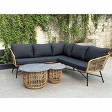 Flow hoek loungeset 5 personen | wicker + aluminium | Bamboo antraciet | 4-delig - 210x210cm