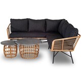 Flow hoek loungeset 5 personen | wicker + aluminium | Bamboo antraciet | 4-delig - 210x210cm