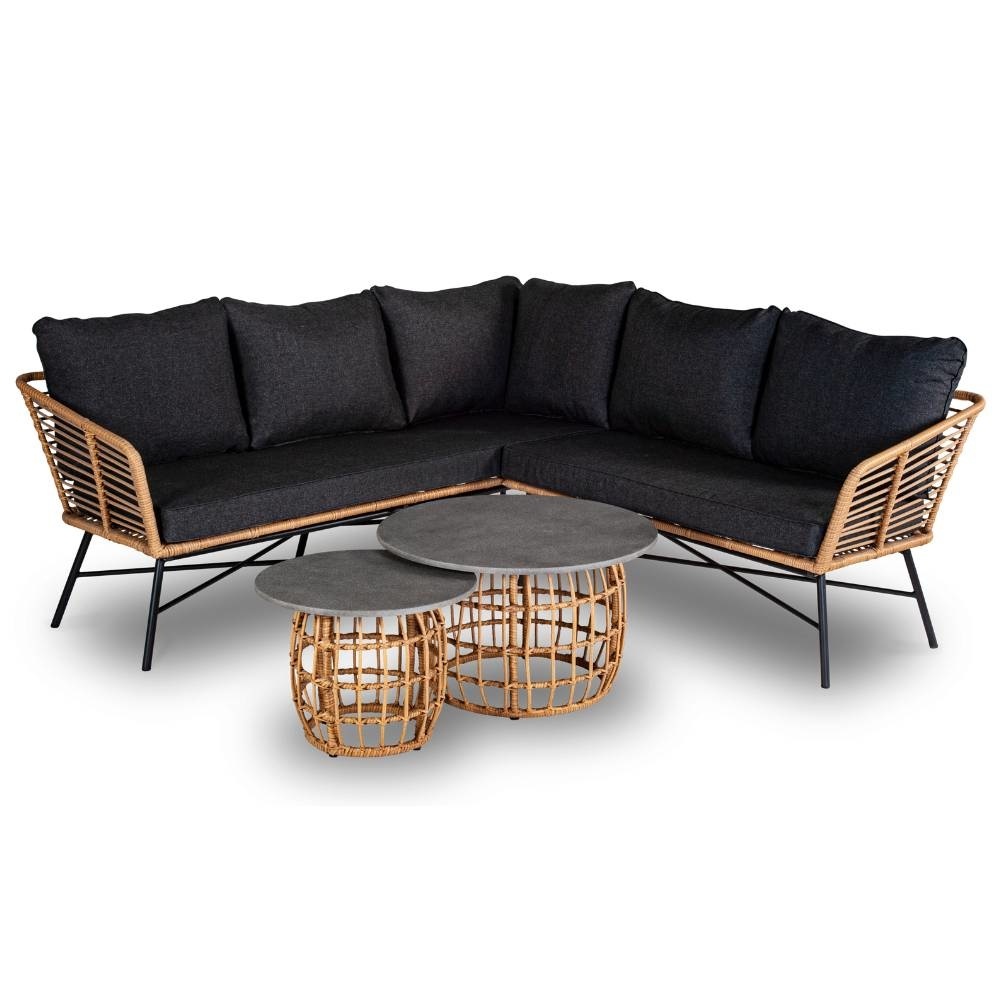 Flow hoek loungeset 5 personen | wicker + aluminium | Bamboo antraciet | 4-delig - 210x210cm afbeelding
