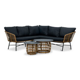 Flow hoek loungeset 5 personen | wicker + aluminium | Bamboo antraciet | 4-delig - 210x210cm