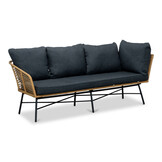 Flow hoek loungeset 5 personen | wicker + aluminium | Bamboo antraciet | 4-delig - 210x210cm