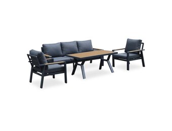 Lola dining stoel-bank loungeset 5 personen | aluminium + polywood | antraciet | 5-delig