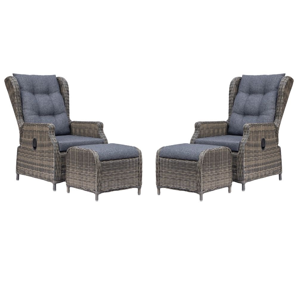 Belfort lounge balkonset - verstelbaar 2 personen | wicker | Kobo Grey | 4-delig afbeelding
