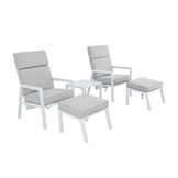 Melson lounge balkonset - verstelbaar 2 personen | aluminium | wit | 5-delig
