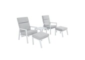 Melson lounge balkonset - verstelbaar 2 personen | aluminium | wit | 5-delig